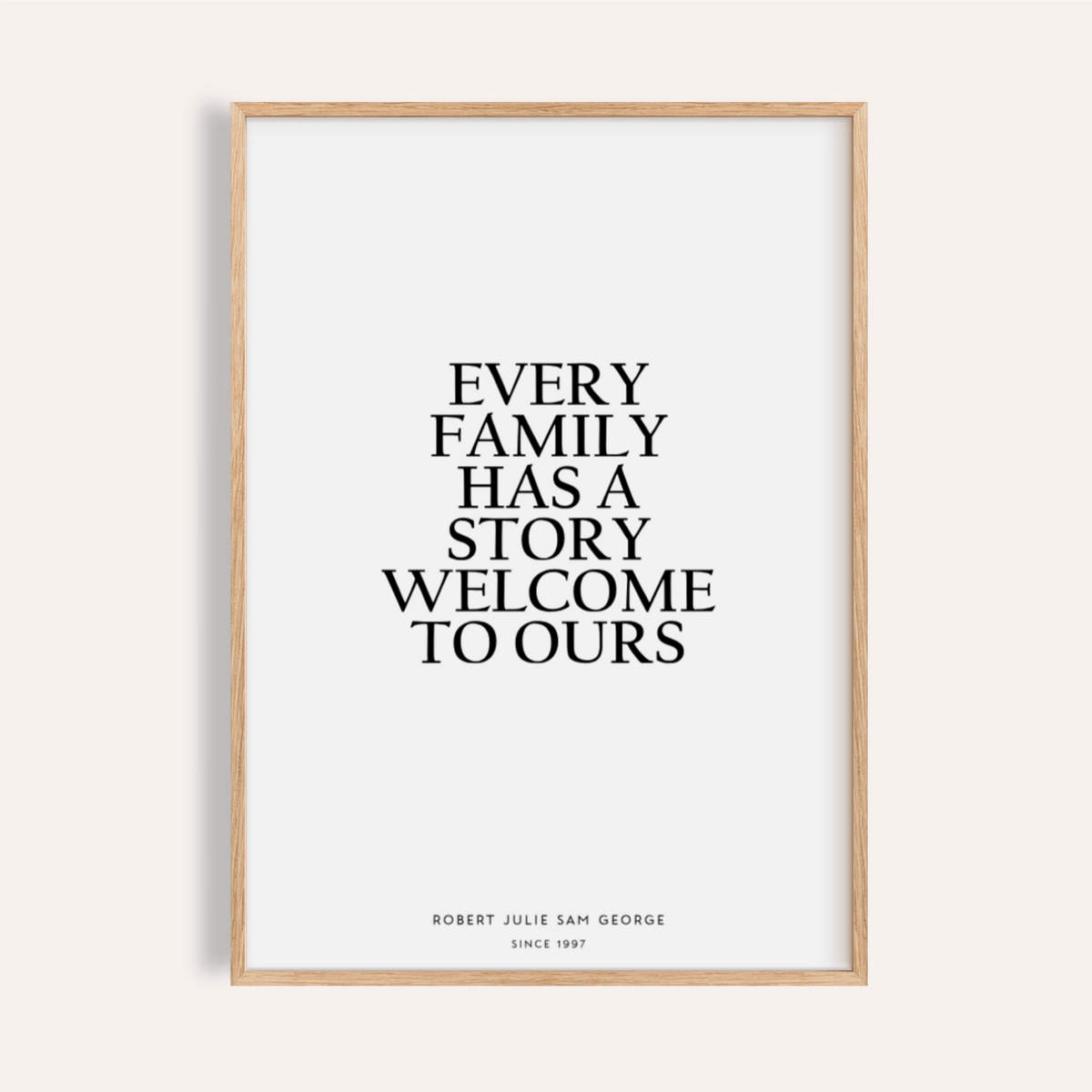 Personalized Family Poster in black and white for living room wall art