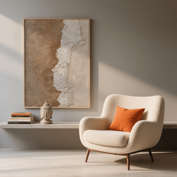 Scandinavian-inspired Textured Art Print in Beige and Brown for study