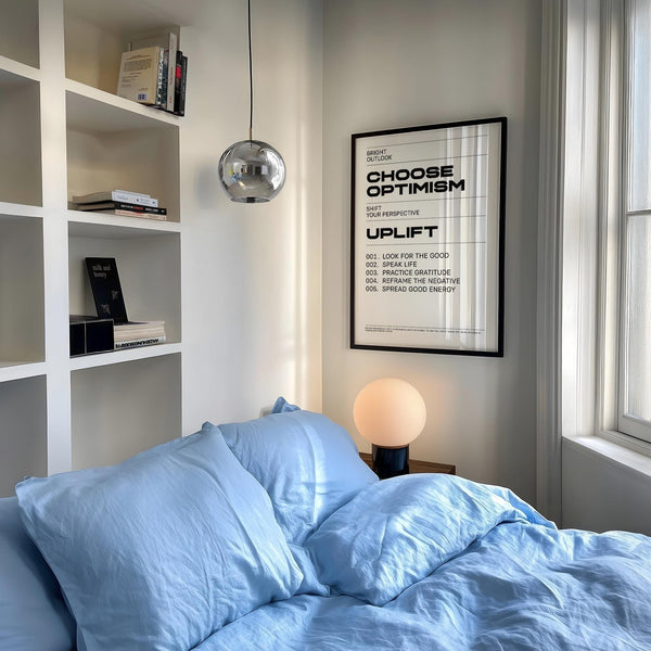 Motivational Uplifting Wall Art featuring the phrase “Choose Optimism.”