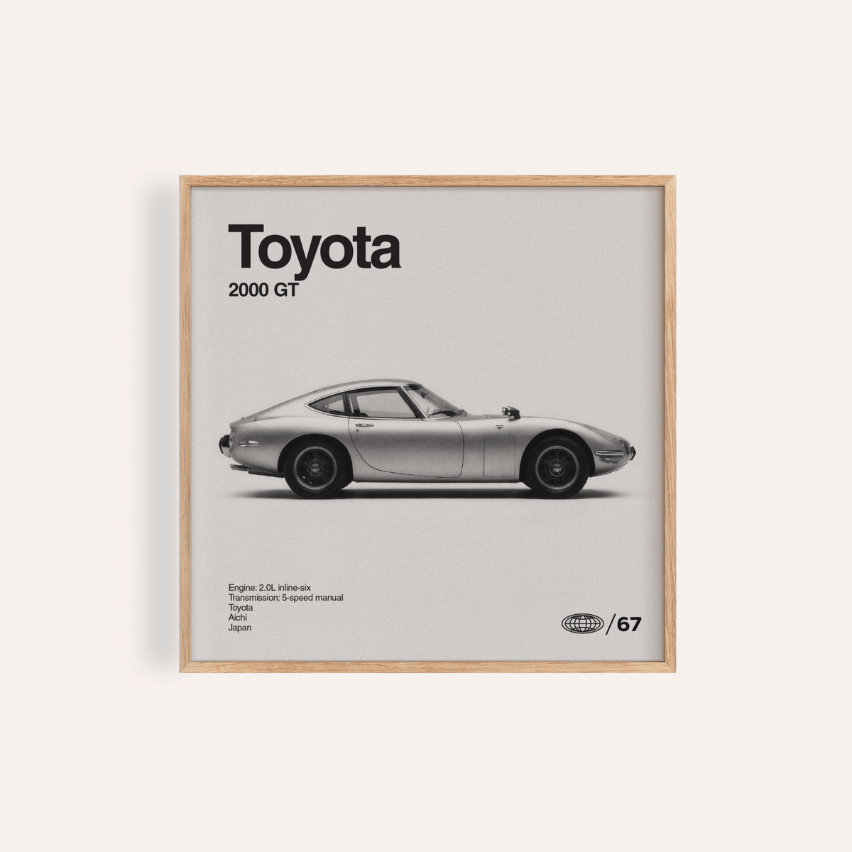 Vintage Car Art Print in Black and White for living room wall art