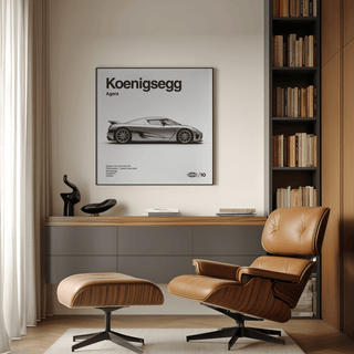 Koenigsegg Car Print in Black and Gray perfect for modern home offices