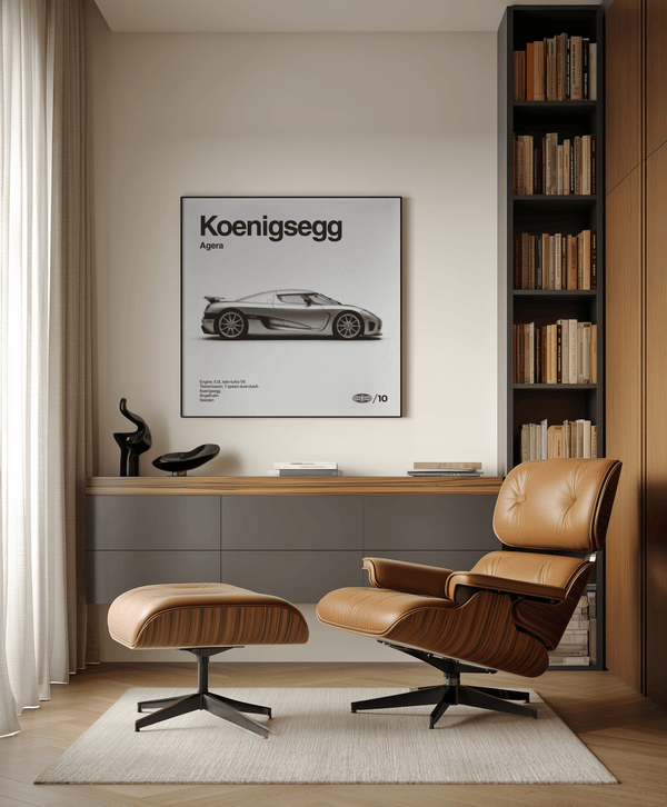 Koenigsegg Car Print in Black and Gray perfect for modern home offices