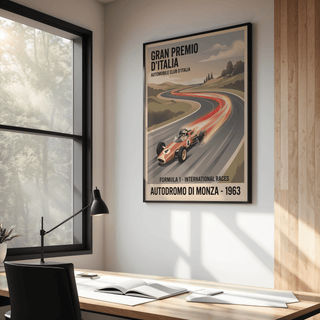 Close-up Formula 1 Art Poster highlighting the car number 4 and motion streaks on the racing line