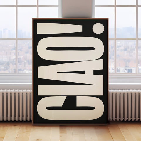 CIAO Black & White Typography Poster