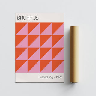 Minimalist pink and orange modern wall art with retro flair