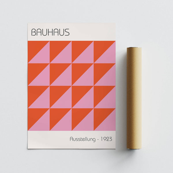 Minimalist pink and orange modern wall art with retro flair