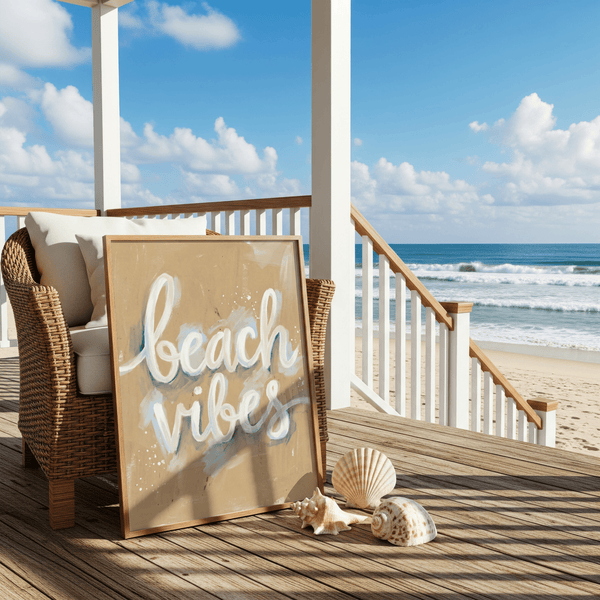 Modern Beach Vibes Wall Art, beige and white for lounge wall art