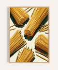 Spaghetti Wall Art in beige and yellow for kitchen poster decor