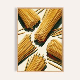 Spaghetti Wall Art in beige and yellow for kitchen poster decor