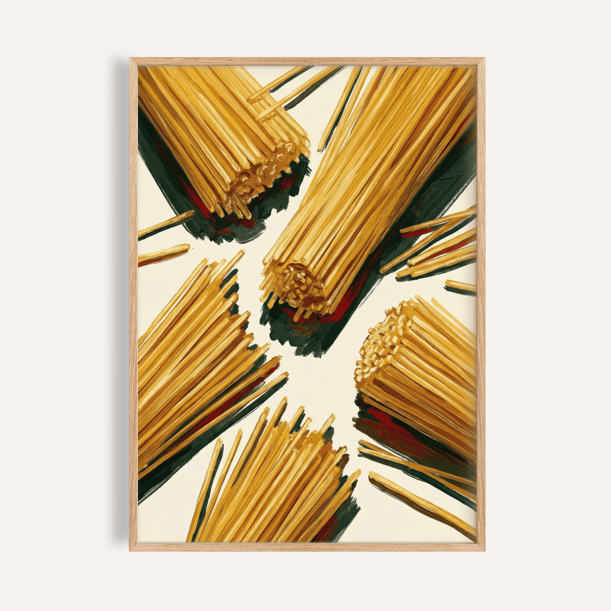 Spaghetti Wall Art in beige and yellow for kitchen poster decor