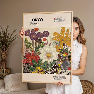 Modern Japanese flower painting with deep red and purple hues