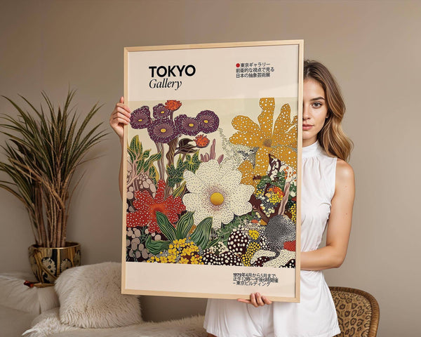 Modern Japanese flower painting with deep red and purple hues