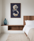 abstract modern art poster with Blue Gray White Beige hues for bedroom
