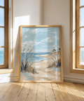 Beach Landscape Art Print Blue and Beige for serene living area