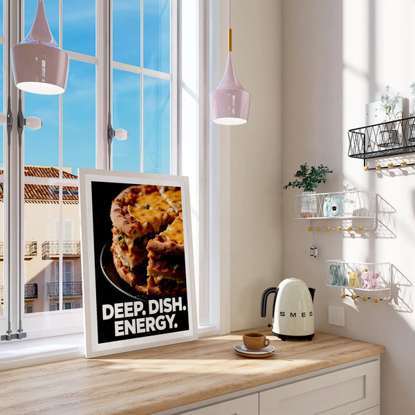 Graphic art print with a foodie gift idea theme showing layered crust and tomato sauce.