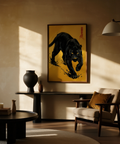 Panther Art Print in black and yellow for creative studio wall art