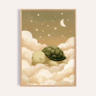 Cute Turtle Wall Art in green and beige for a cozy nursery print