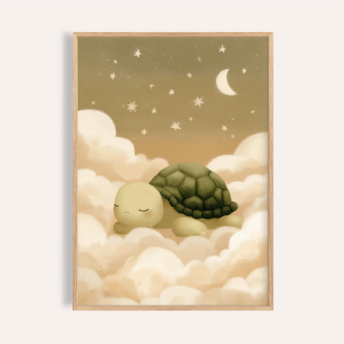 Cute Turtle Wall Art in green and beige for a cozy nursery print