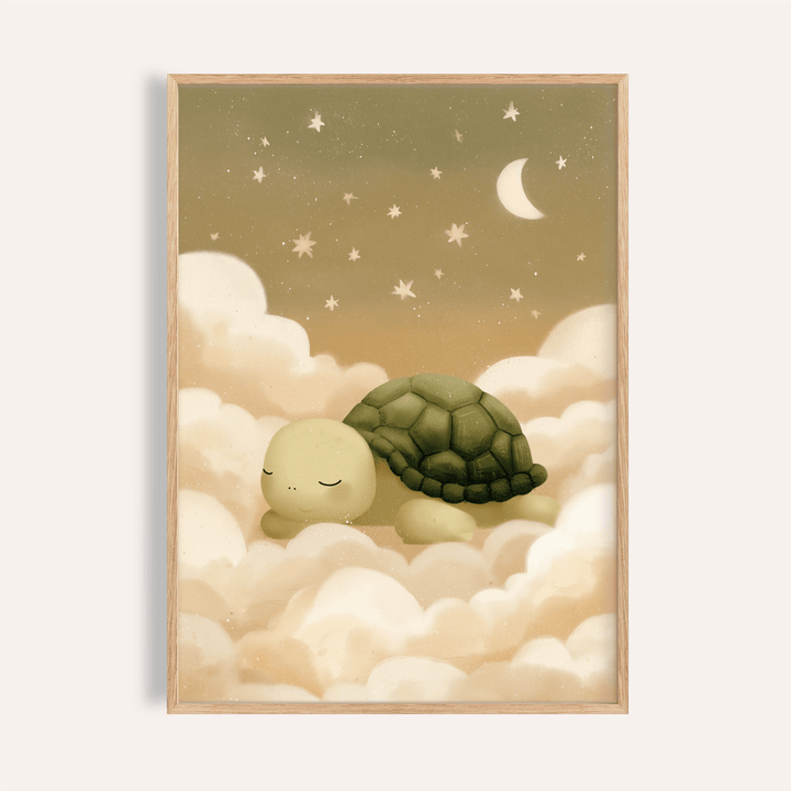 Cute Turtle Wall Art in green and beige for a cozy nursery print