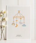 Personalised Baby Poster gray and beige tones for nursery wall art