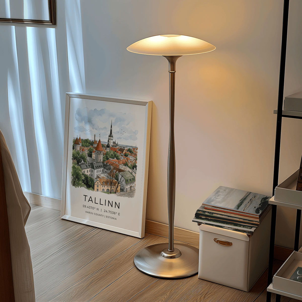 Tallinn City Wall Art travel-style print with skyline, clouds, and place name text