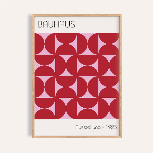 Bauhaus artworks print with red and pink geometric design