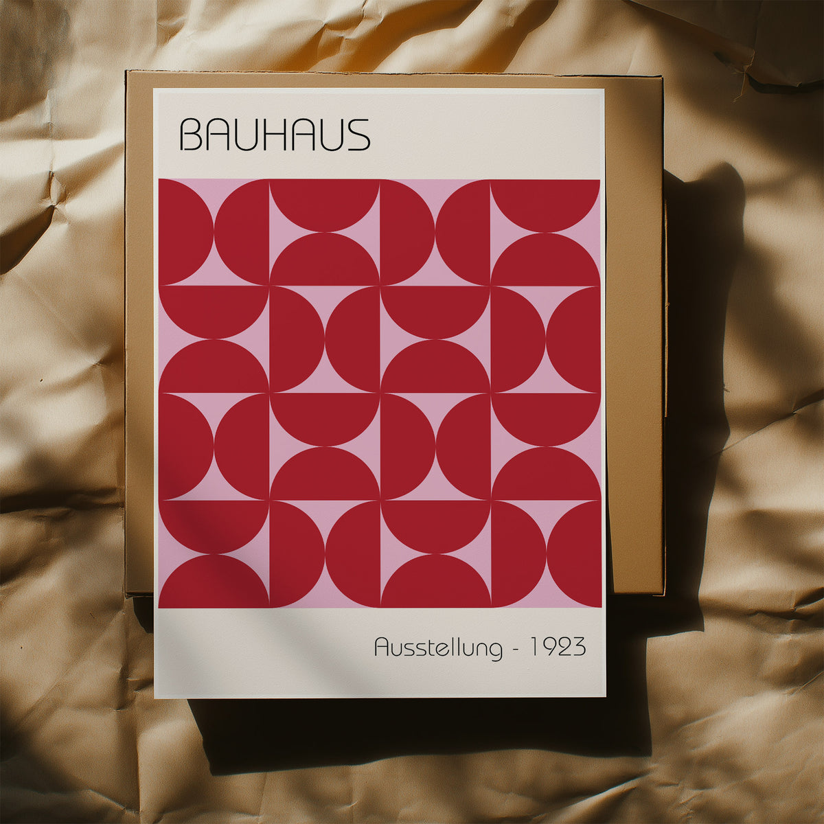 Red Bauhaus artworks for living room or office wall decor