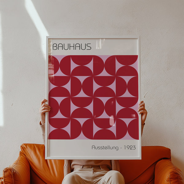 Abstract Bauhaus artworks featuring bold retro-modern shapes