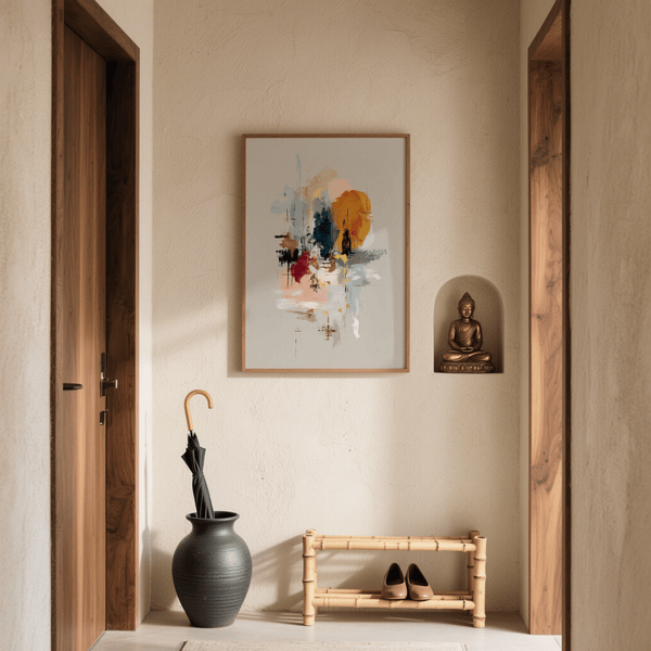 Abstract Wall Art poster print for creative bedroom with Beige, Gray