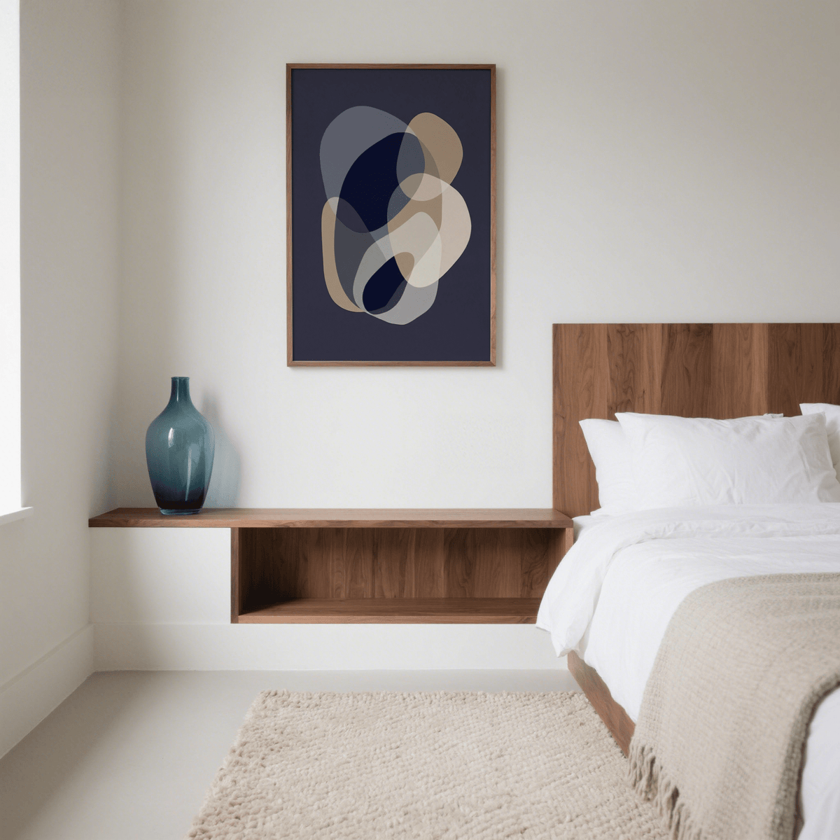 prints abstract art accentuated with Gray, Beige in bedroom decor