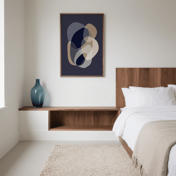 prints abstract art accentuated with Gray, Beige in bedroom decor