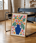 Modern Vase Art Print in Blue and Pink for bedroom decor wall art