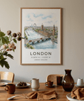 Landscape London Cityscape Print showing Westminster Bridge and red buses