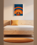 Orange and blue Daruma Doll Wall Art decor for study room print