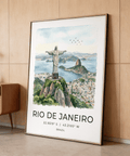 Panoramic travel wall art print with Sugarloaf-like peak, islands, and birds in sky