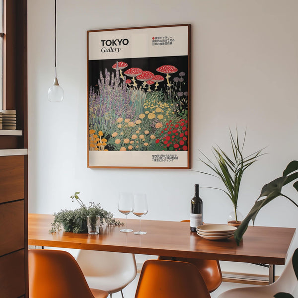 Japanese-inspired floral prints vintage decor for dining room