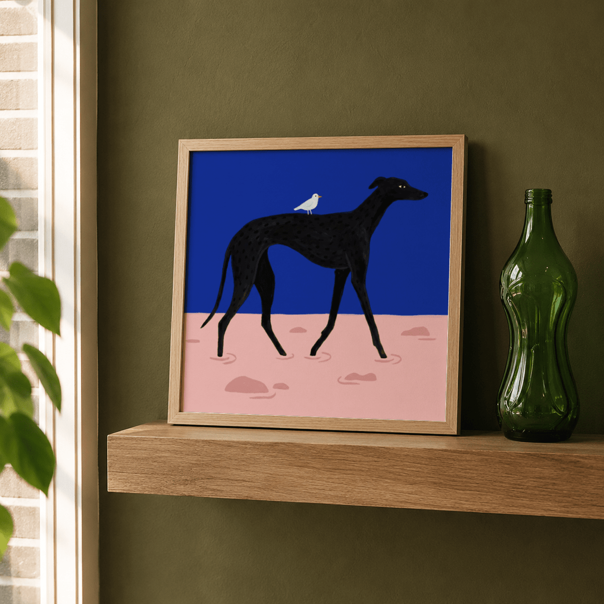 12 inch square dog silhouette poster rolled for packaging