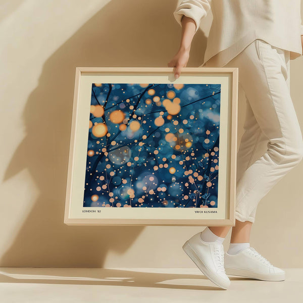 Square wall art in rich blue for modern painting prints decor