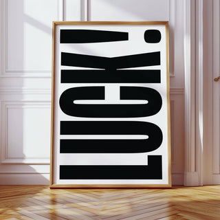 Modern home wall art with LUCK text in good luck gifts style