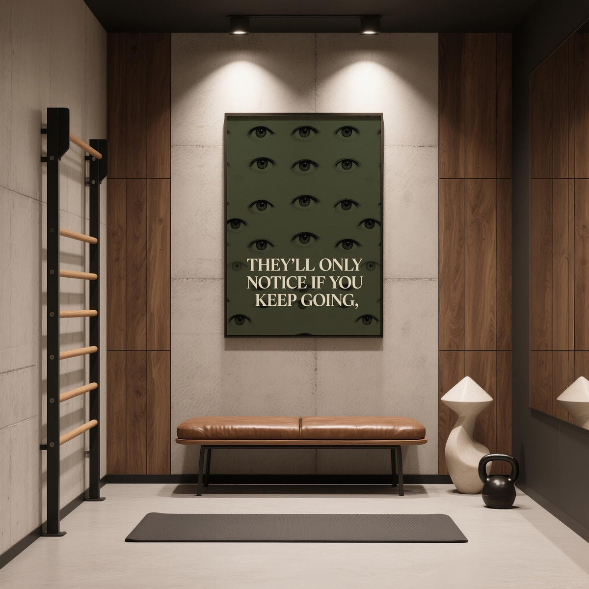Eye-catching gym artwork design for home gym walls or personal office
