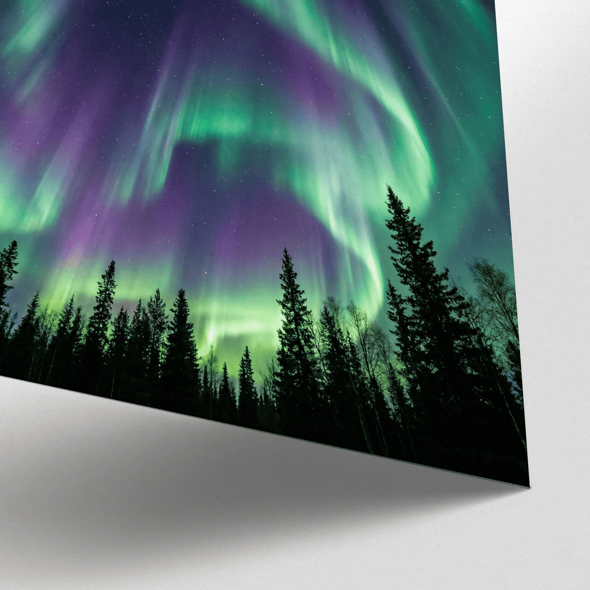 Northern Lights Art Print with striking green for study room print