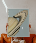 Saturn Art Print with Beige and Yellow tones, perfect for office wall art