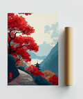 Calm mountain scene print with stacked ridgelines and spacious sky