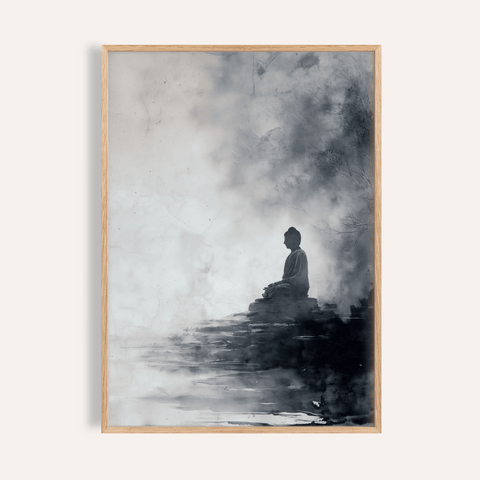 Spiritual Decor Poster featuring black and white tones for a meditation room wall art