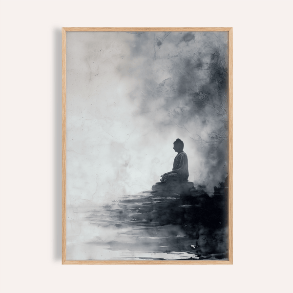 Spiritual Decor Poster featuring black and white tones for a meditation room wall art