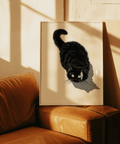 Black Cat Print art print for hallway in Black and White