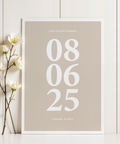 Personalized Anniversary Gift print for couple’s bedroom with Black text on Beige background