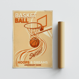 Hoop and backboard drawing capturing ball passing through net