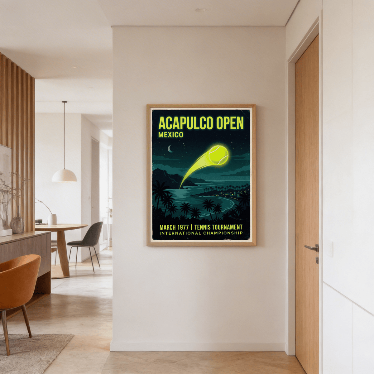Text-first tennis poster reading ACAPULCO OPEN MEXICO with tournament details
