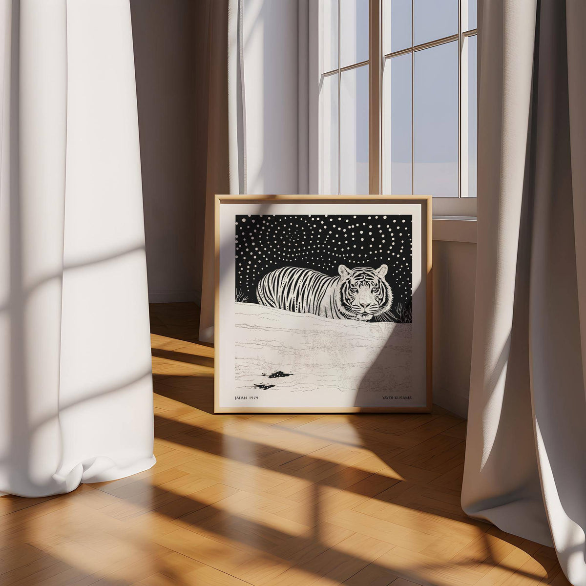 Majestic tiger design in modern art white tiger Kusama style